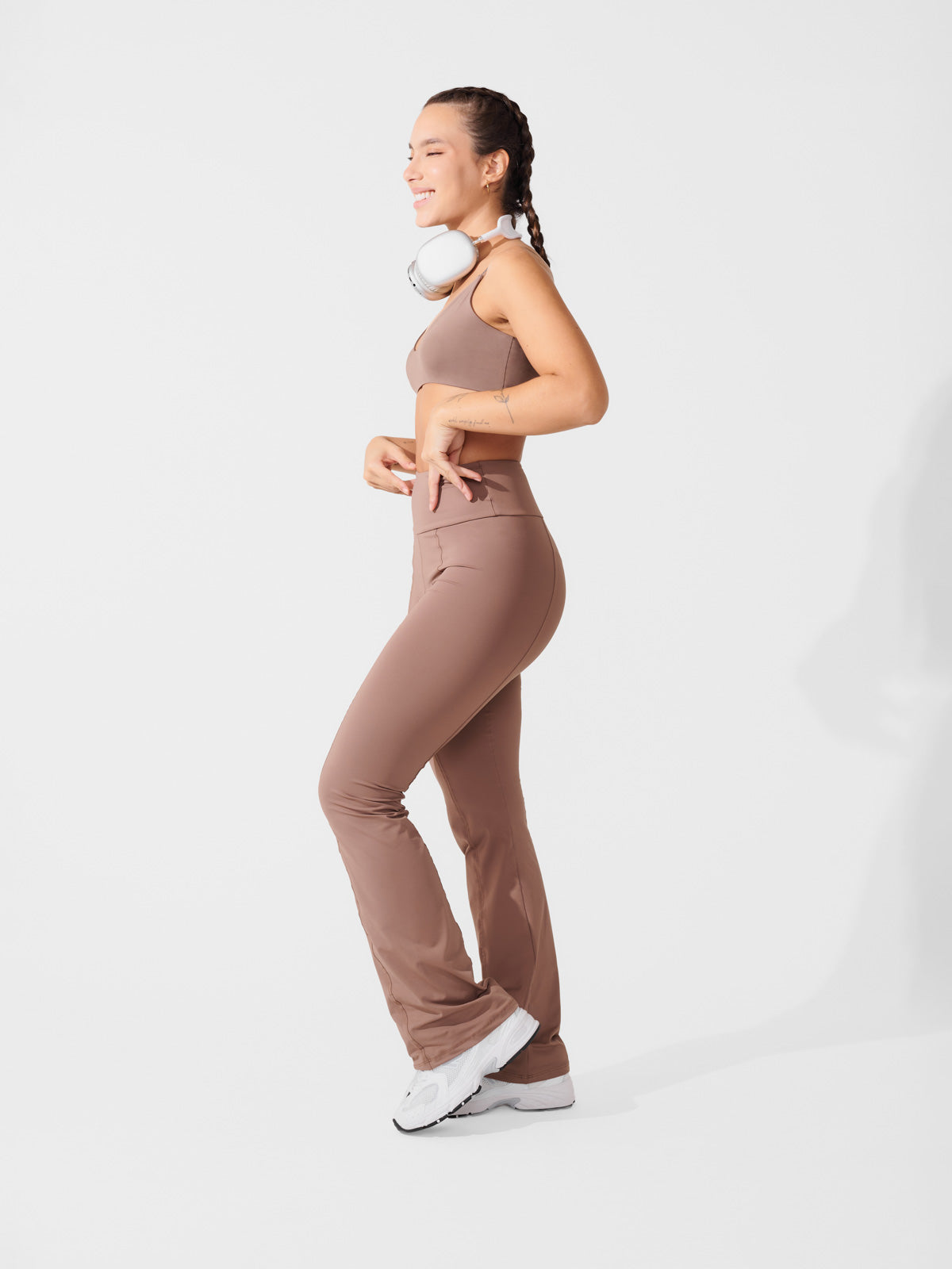 Conjunto Calça Bailarina Marrom Cacau + Top Slim Marrom Cacau