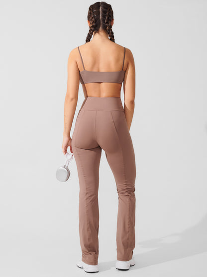 Conjunto Calça Bailarina Marrom Cacau + Top Slim Marrom Cacau