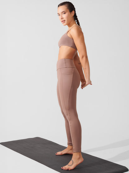Conjunto Calça Legging de Compressão Marrom Cacau + Top Alça Dupla Marrom Cacau