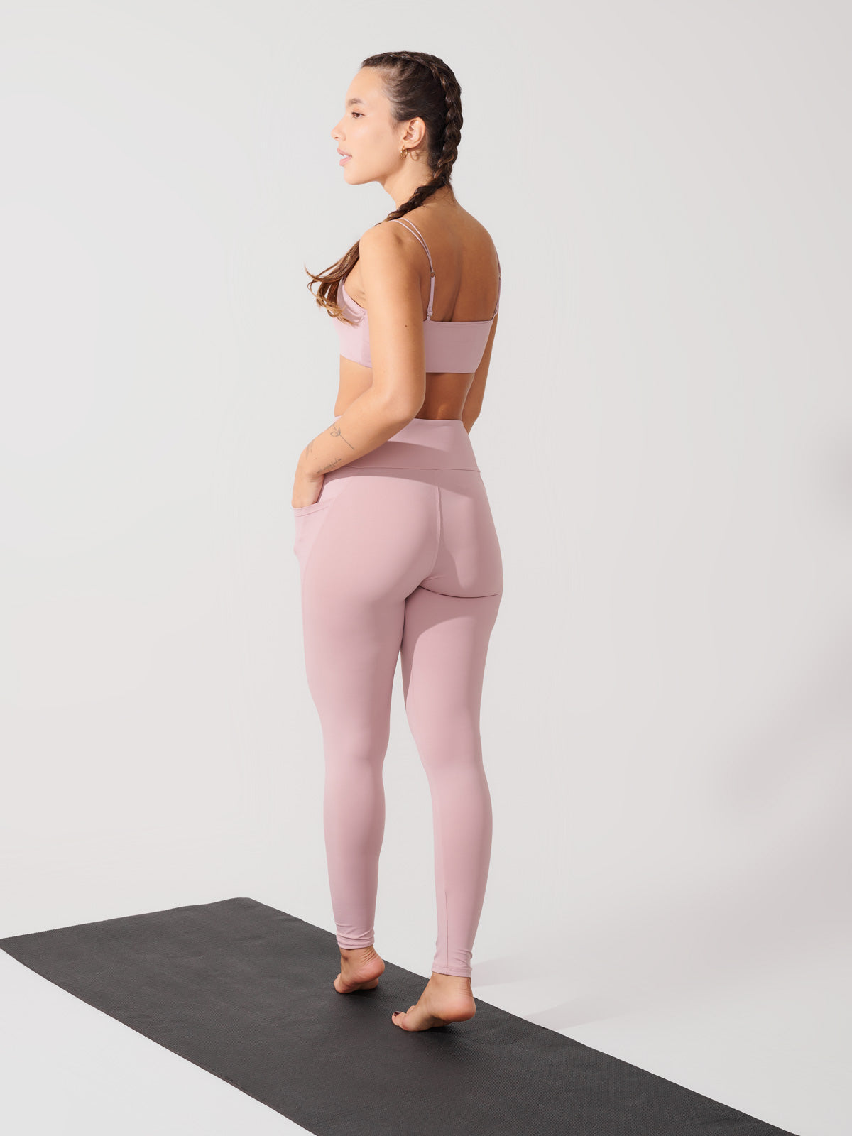 Conjunto Calça Legging de Compressão Rose + Top Alça Dupla Rose