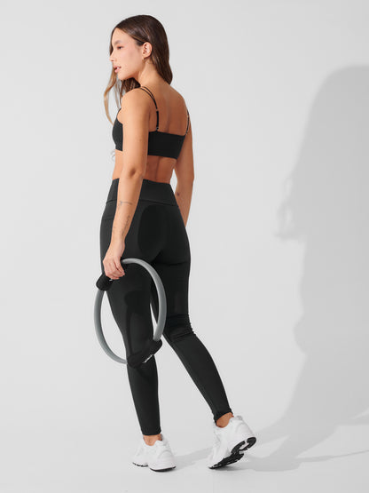 Conjunto Calça Legging de Compressão Preto + Top Alça Dupla Preto