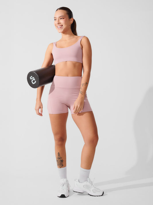 Conjunto Bermuda de Compressão Rose + Top Ampla Cobertura Rose