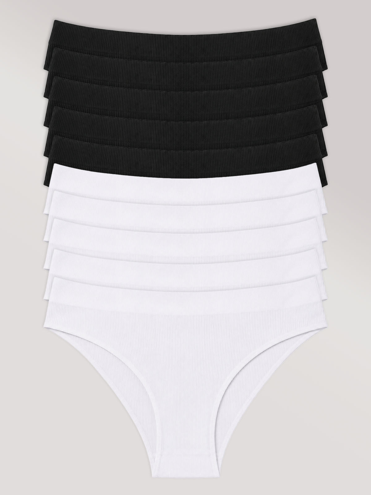 Kit com 10 Calcinhas Biquini Poliamida Canelada Sem Costura Segunda Pele (5 Preto e 5 Branco) - R$20,99 cada