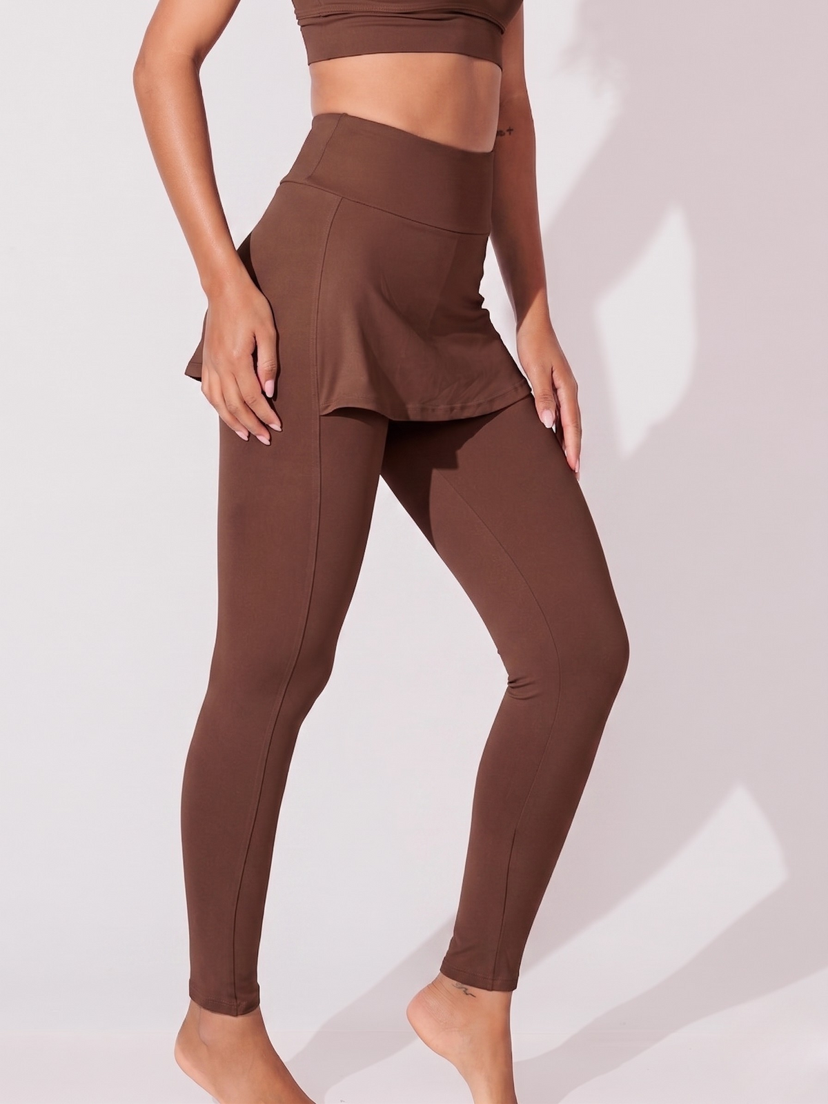 Calça Legging com Tapa Bumbum Marrom Café