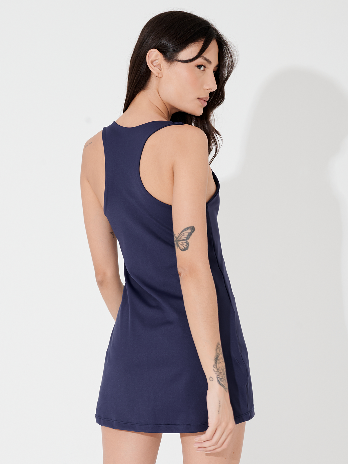 Vestido Fitness Essencial com Costas Nadador Azul Marinho