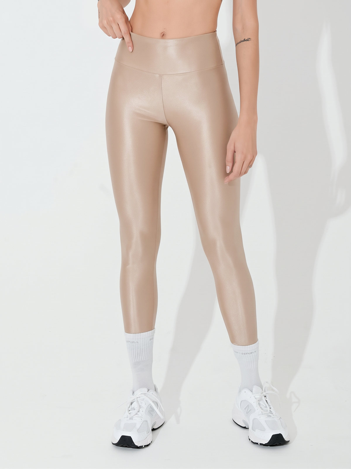 Calça Legging Brilho Cirre Bege