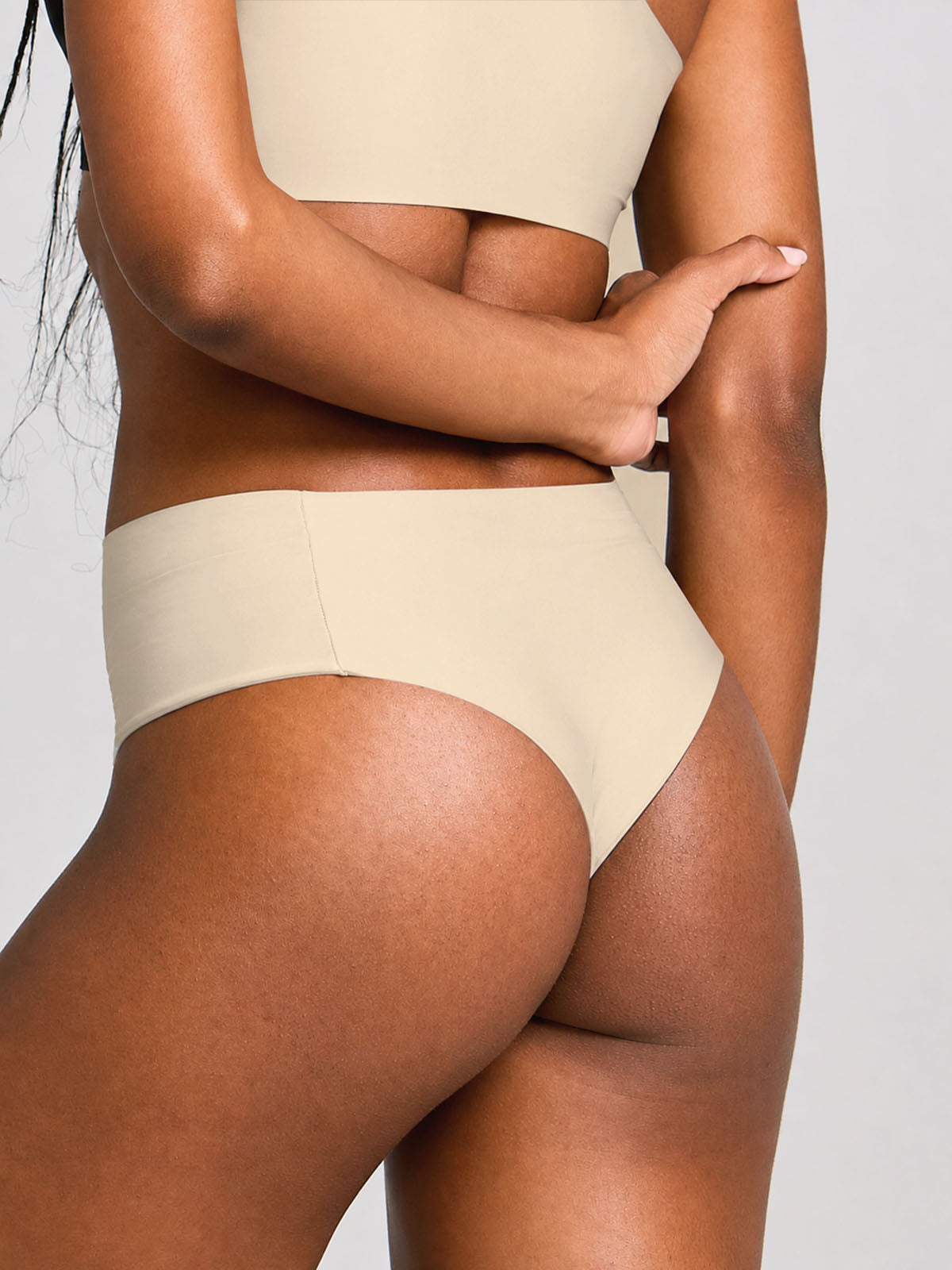 Calcinha Cintura Alta Invisível Com Lateral Ampla Modeladora Bege