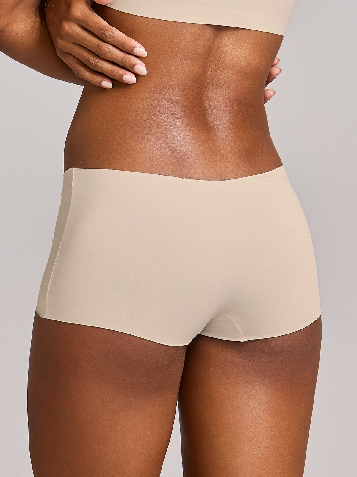 Calcinha Boxer Boyshort Invisível Sem Costura Bege