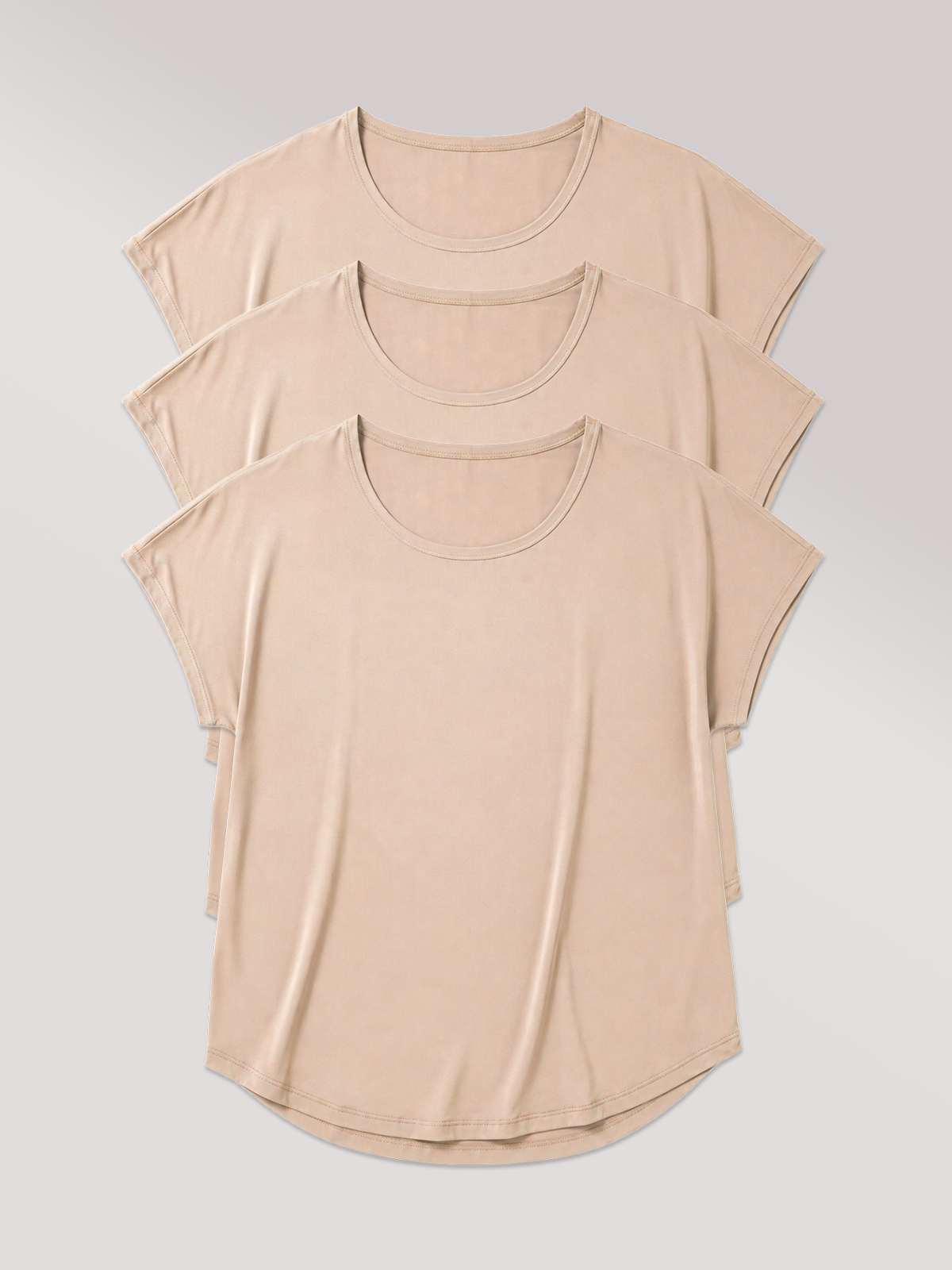 Kit com 3 T-Shirts Essencial Alongada Bege