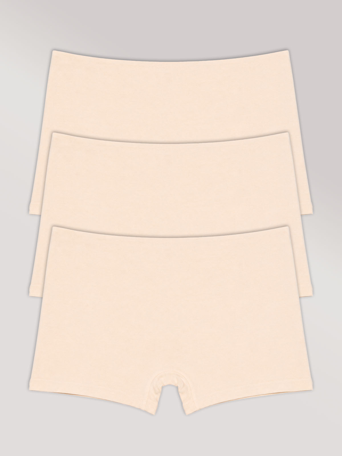 Kit com 3 Calcinhas Boyshort Boxer Algodão Premium Sem Costura Bege