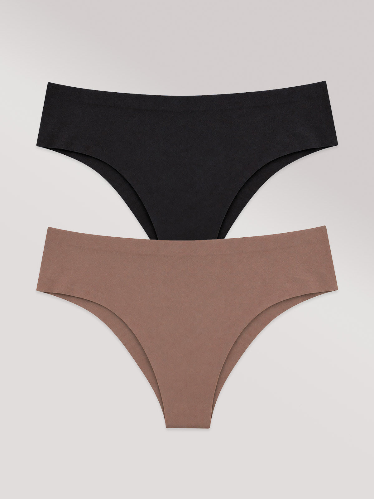 Kit Biquíni: Calcinha Biquíni Sem Costura Segunda Pele Marrom Cacau + Preto
