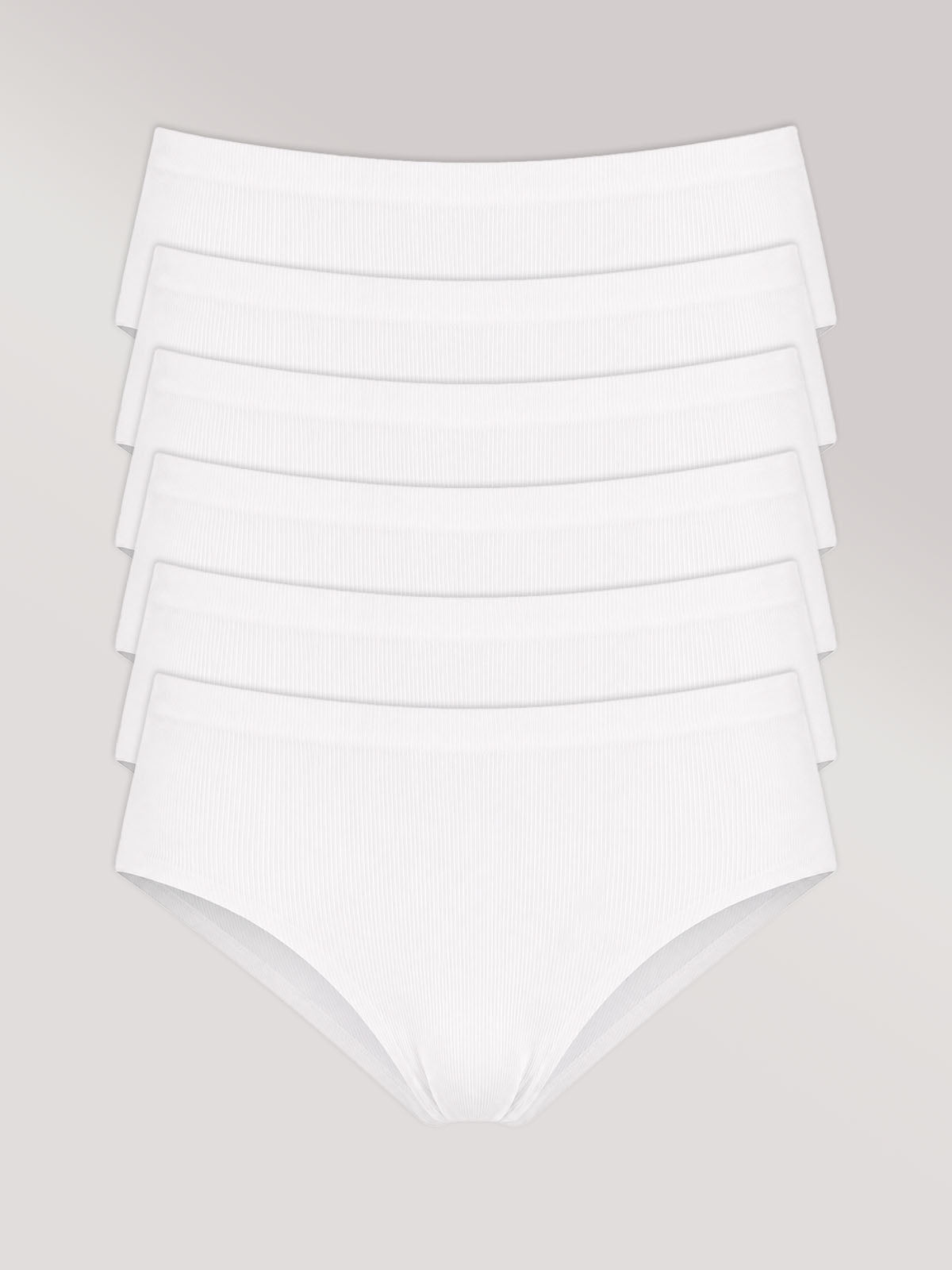 Kit com 6 Calcinhas Caleçon Poliamida Canelada Sem Costura Segunda Pele Branco