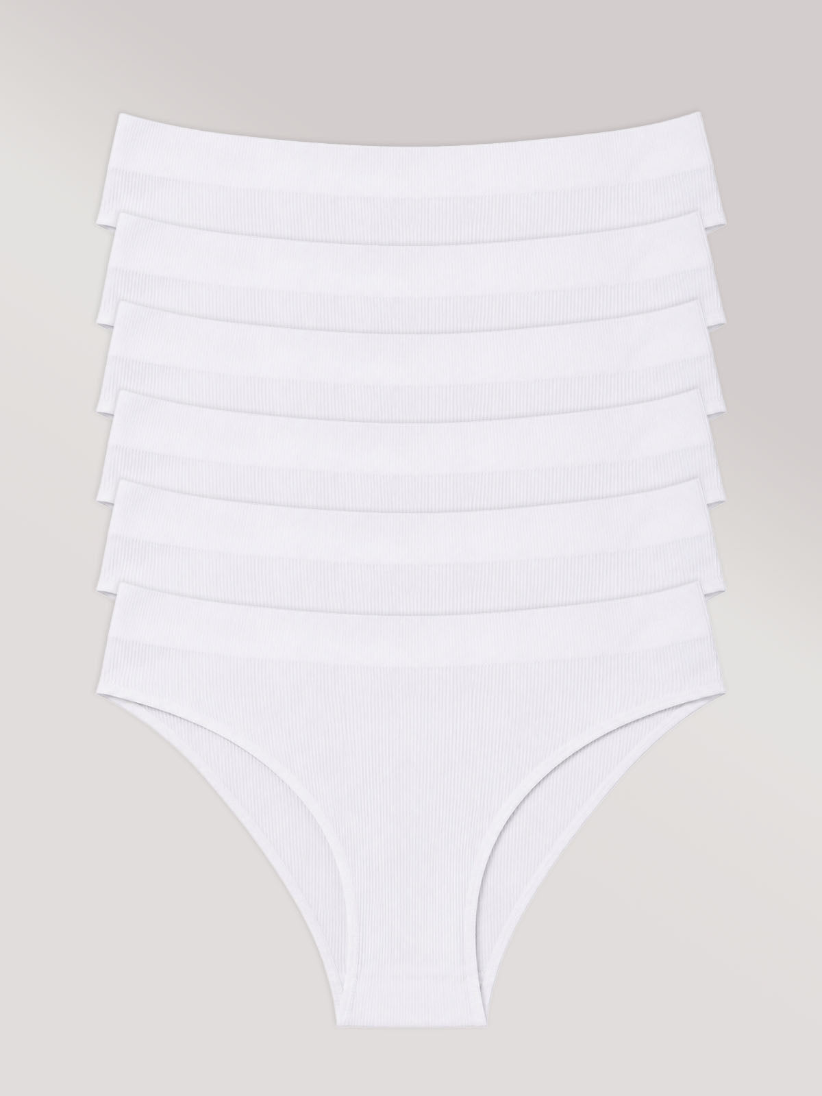 Kit com 6 Calcinhas Biquini Poliamida Canelada Sem Costura Segunda Pele Branco - R$23,98 cada
