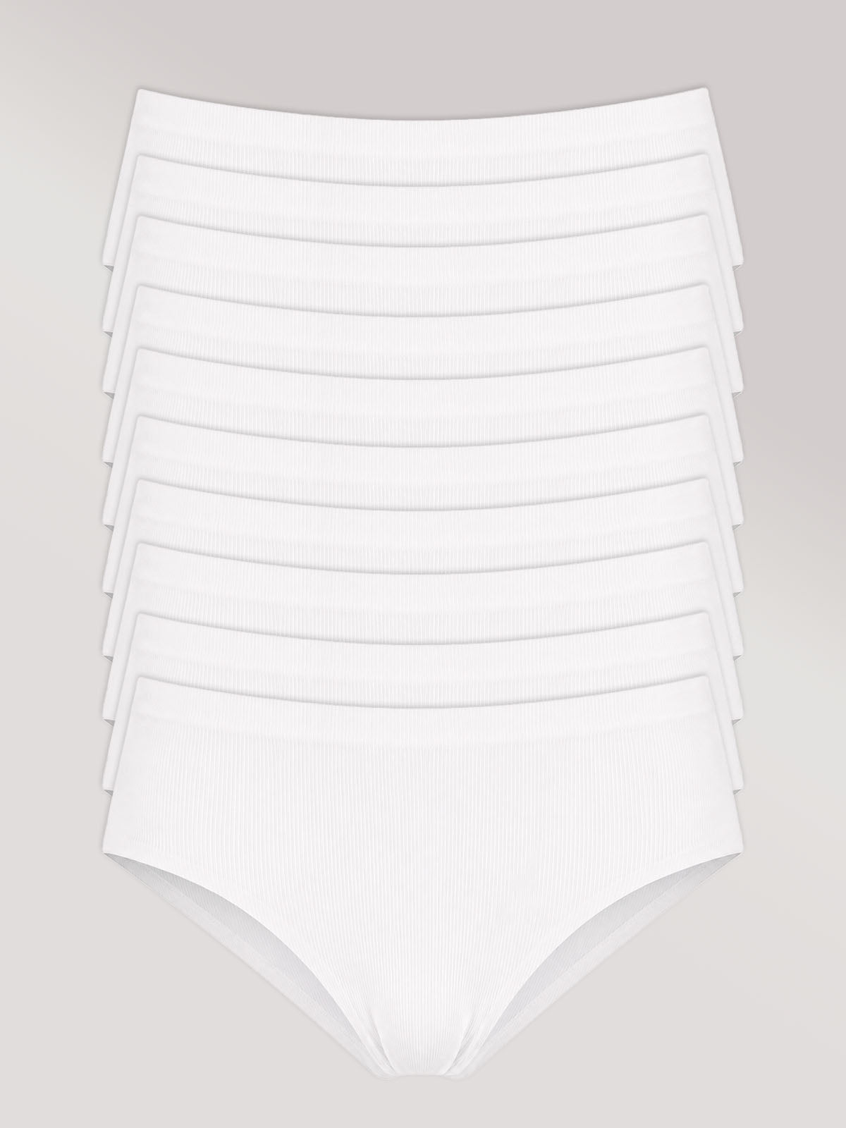 Kit com 10 Calcinhas Caleçon Poliamida Canelada Sem Costura Segunda Pele Branco