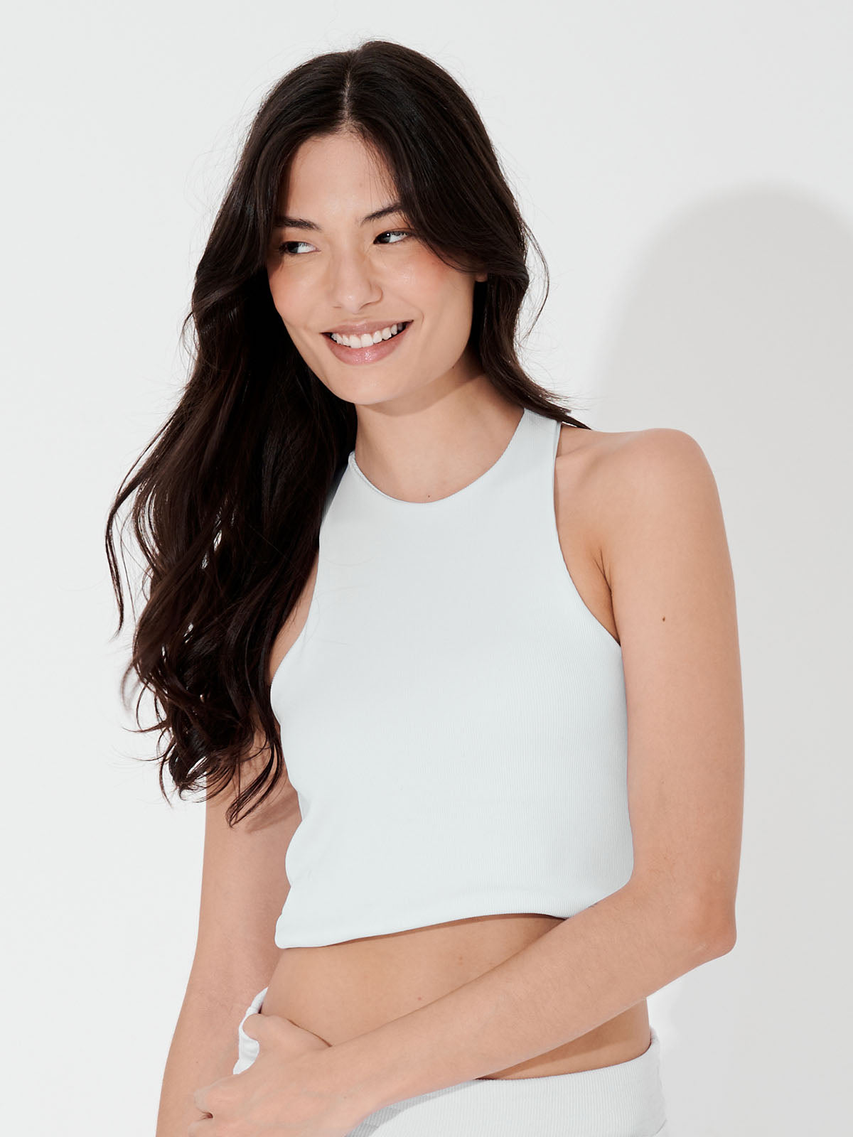 Regata Cropped Canelada Costas Nadador Branco
