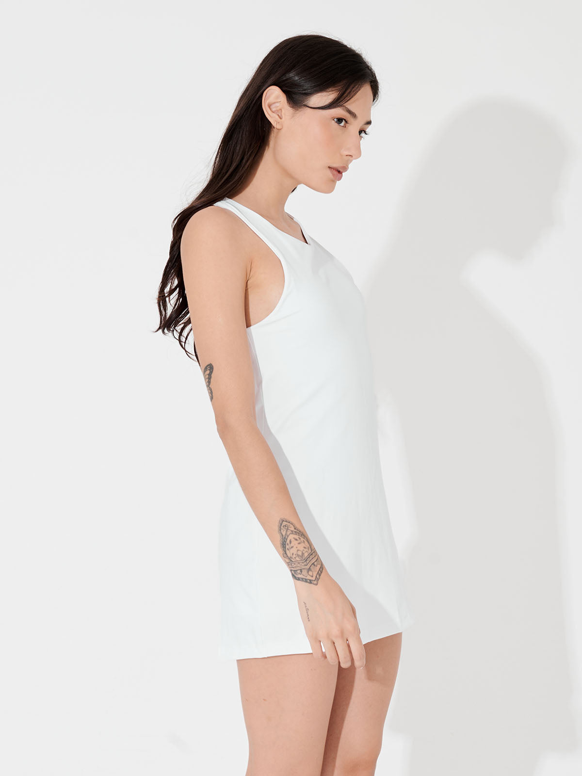Vestido Fitness Essencial com Costas Nadador Branco