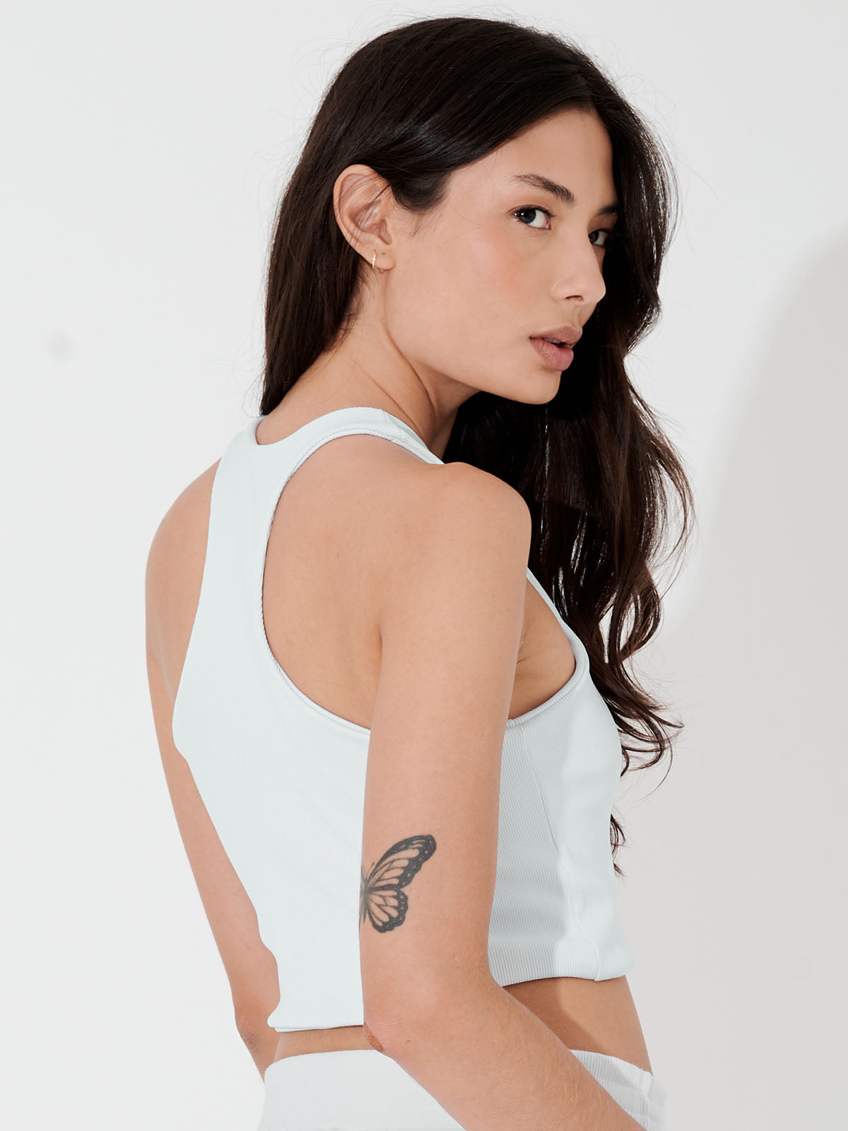Regata Cropped Canelada Costas Nadador Branco