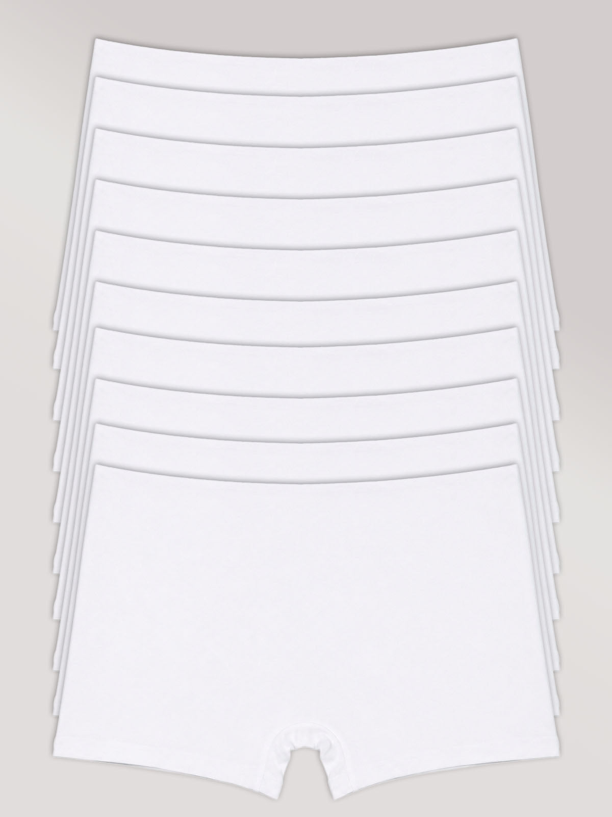 Kit com 10 Calcinhas Boyshort Boxer Algodão Premium Sem Costura Branco