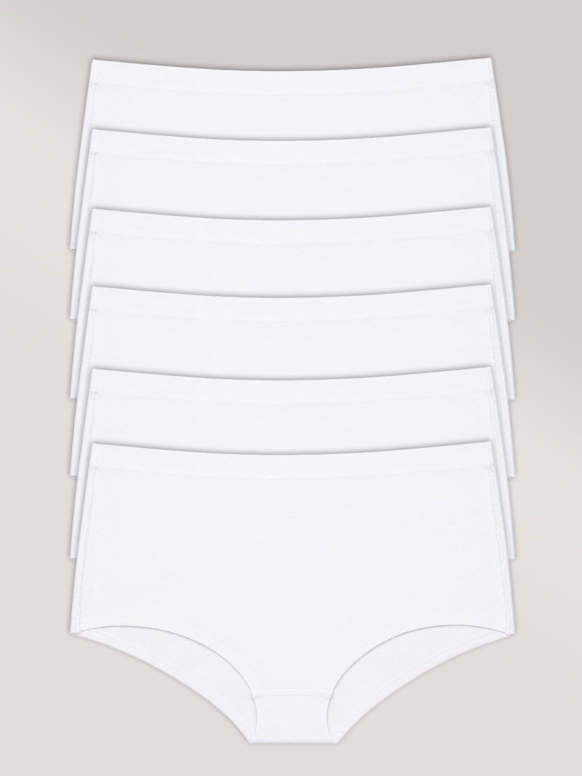 Kit com 6 Calcinhas Caleçon Algodão Premium Sem Costura Branco