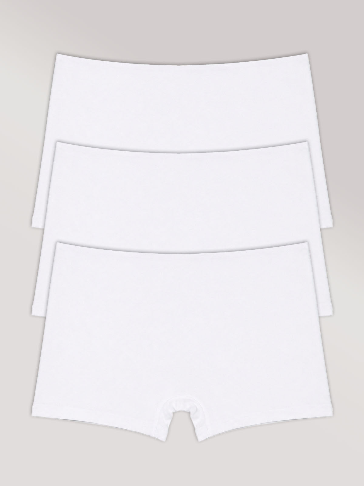 Kit com 3 Calcinhas Boyshort Boxer Algodão Premium Sem Costura Branco