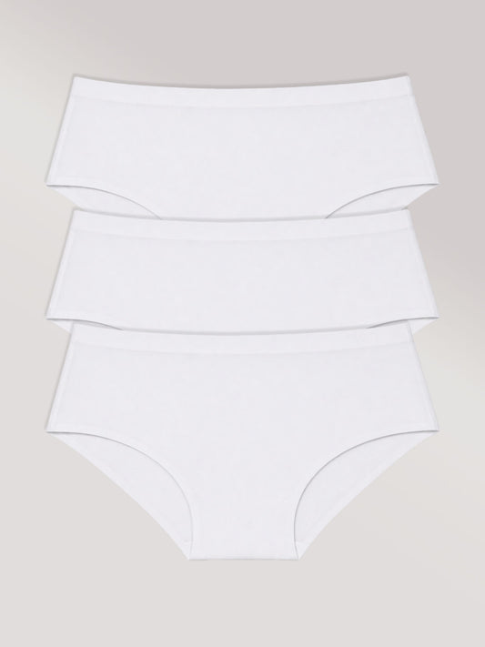Kit com 3 Calcinhas Caleçon Sem Costura Segunda Pele Branco - R$41,96 Cada