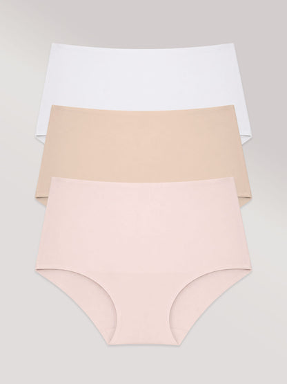Kit com 3 Calcinhas Caleçon Modeladora Sem Costura Segunda Pele (1 Branco, 1 Bege e 1 Rose) - R$64,96 cada