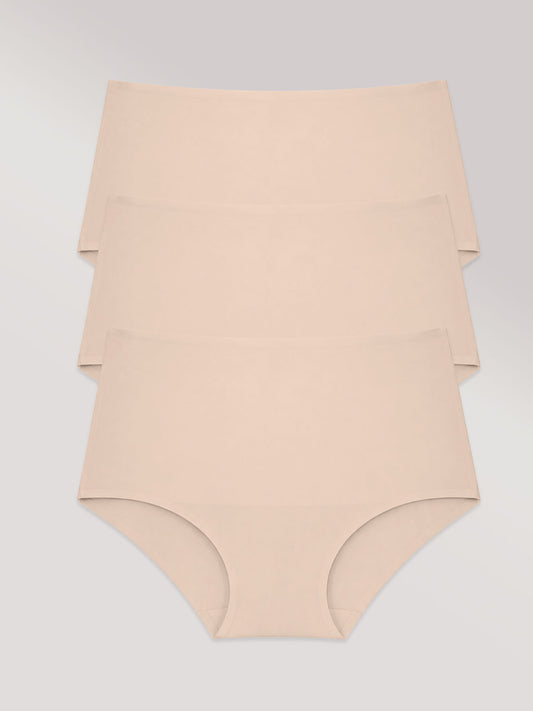 Kit com 3 Calcinha Caleçon Modeladora Sem Costura Segunda Pele Bege - R$64,96 cada