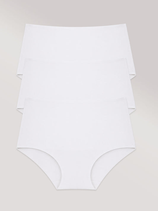 Kit com 3 Calcinha Caleçon Modeladora Sem Costura Segunda Pele Branco - R$64,96 cada