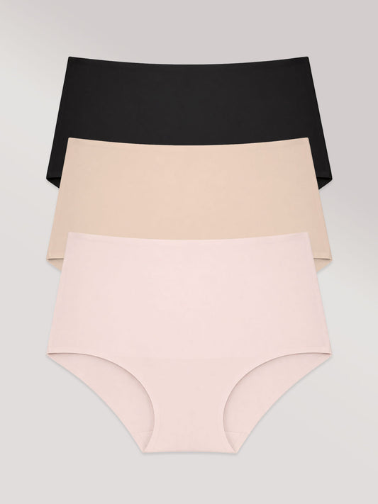 Kit com 3 Calcinhas Caleçon Modeladora Sem Costura Segunda Pele (1 Preto, 1 Bege e 1 Rose) - R$64,96 cada