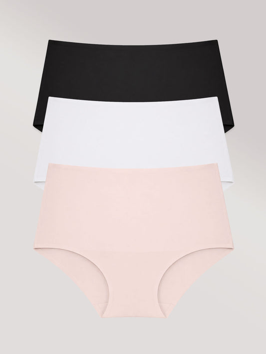 Kit com 3 Calcinha Caleçon Modeladora Sem Costura Segunda Pele (1 Preto, 1 Branco e 1 Rose) - R$64,96 cada