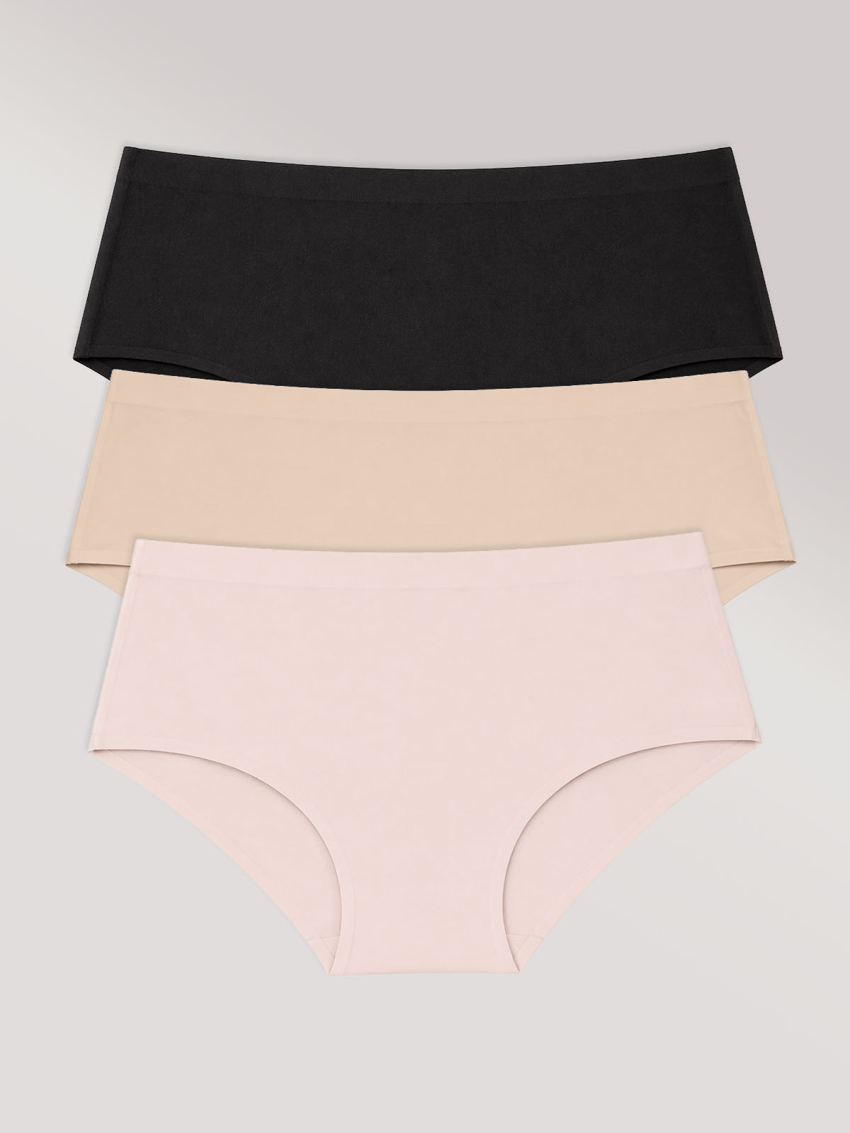 Kit com 3 Calcinhas Caleçon Sem Costura Segunda Pele (1 Preto, 1 Bege e 1 Rose) - R$41,96 Cada