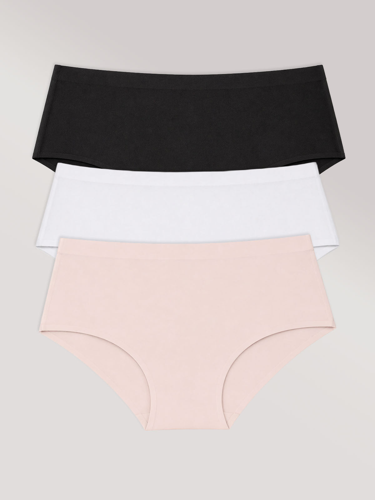 Kit com 3 Calcinhas Caleçon Sem Costura Segunda Pele (1 Preto, 1 Branco e 1 Rose) - R$41,96 Cada