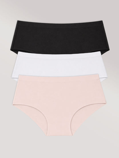 Kit com 3 Calcinhas Caleçon Sem Costura Segunda Pele (1 Preto, 1 Branco e 1 Rose) - R$41,96 Cada