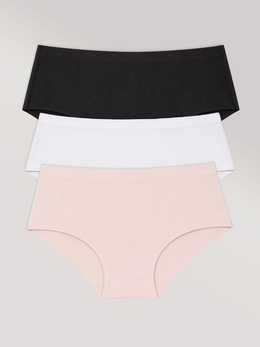 Kit com 3 Calcinhas Caleçon Sem Costura Segunda Pele (1 Preto, 1 Branco e 1 Rose) - R$41,96 Cada