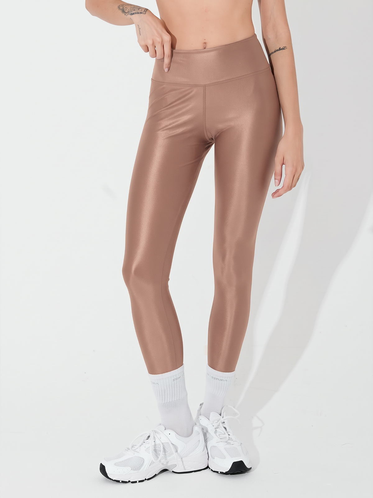 Calça Legging Brilho Cirre Marrom Cacau