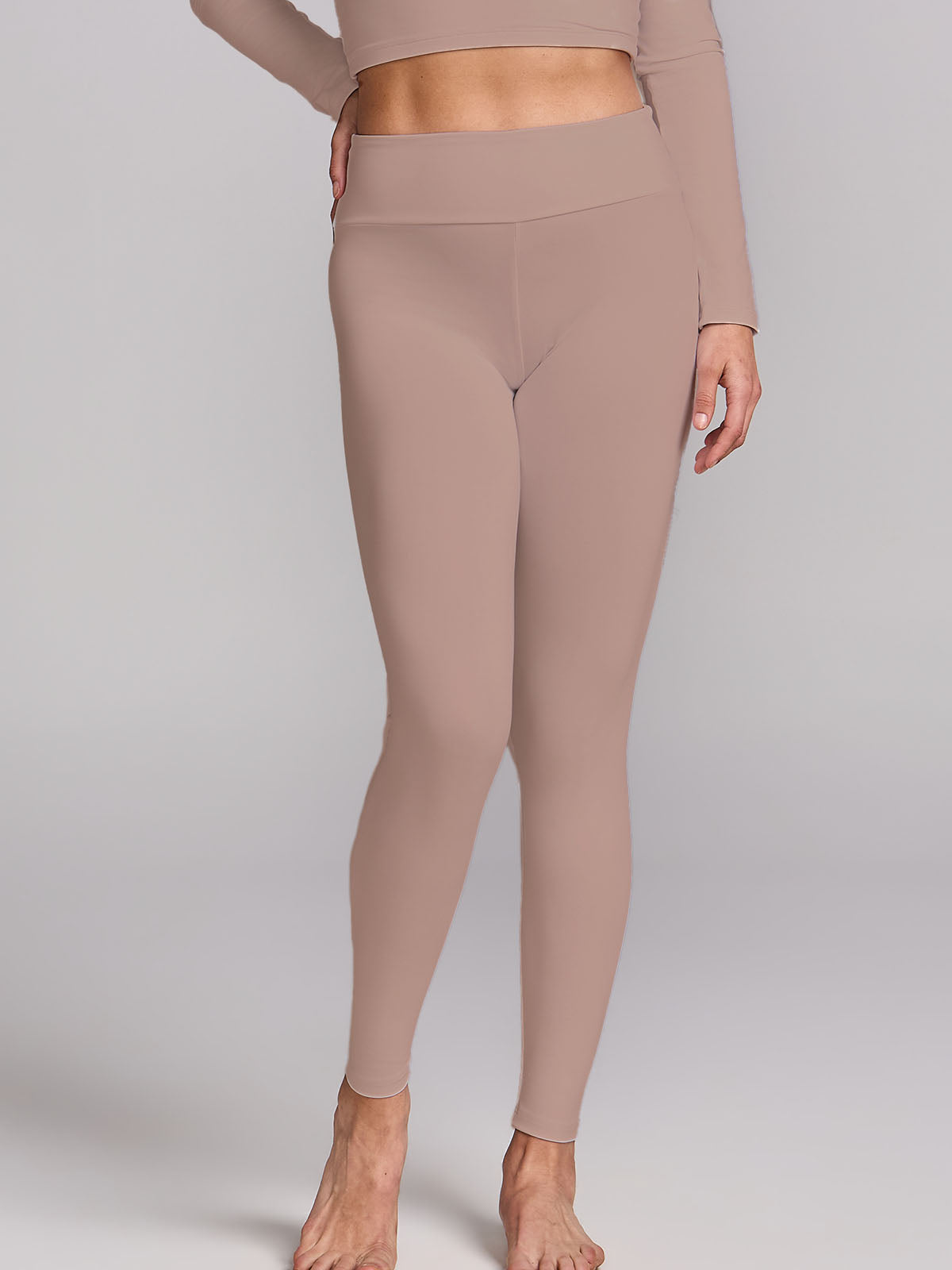 Calça Legging Levanta Bumbum Cós Em V Marrom Cacau