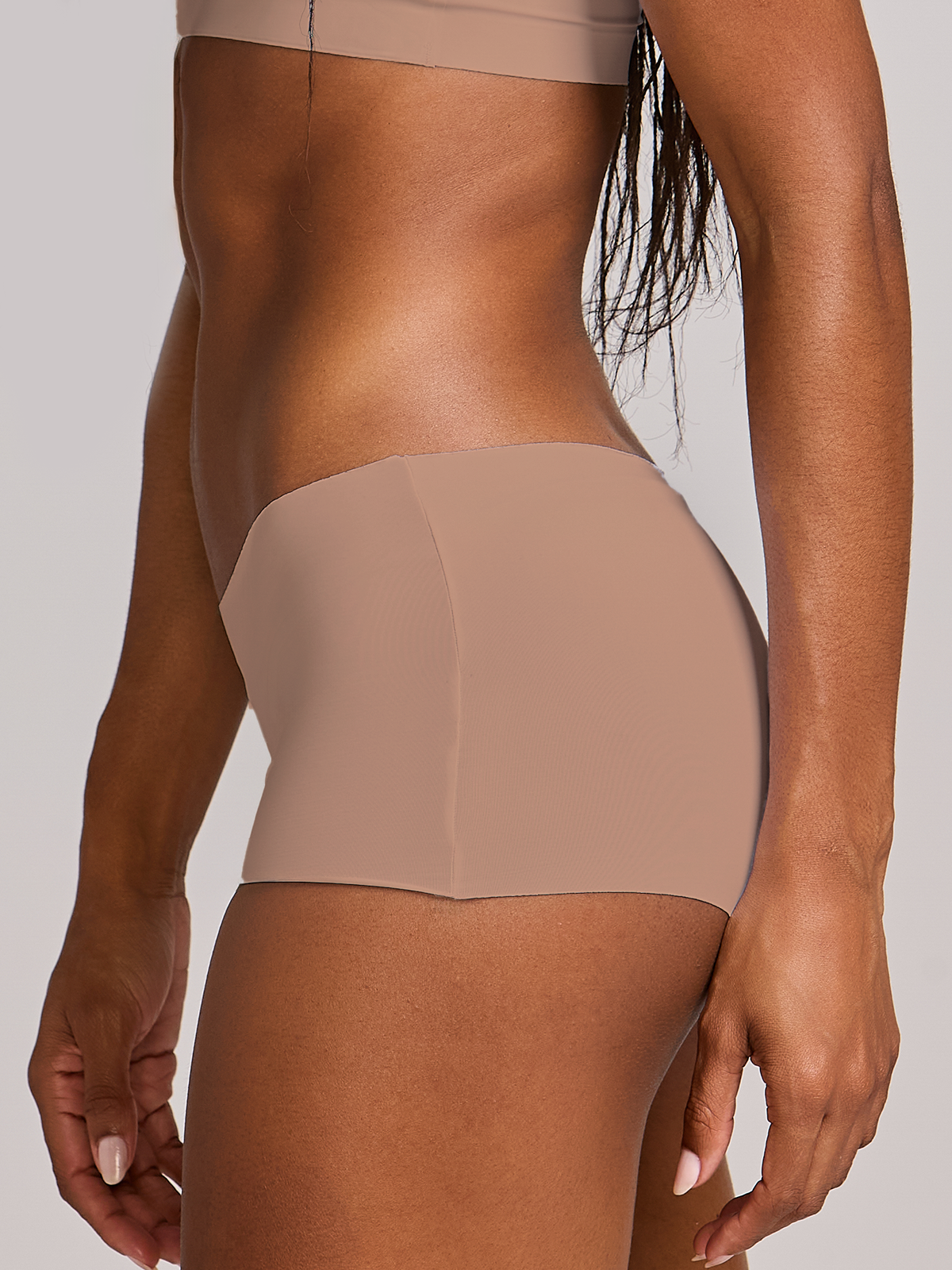 Calcinha Boxer Boyshort Invisível Sem Costura Marrom Cacau