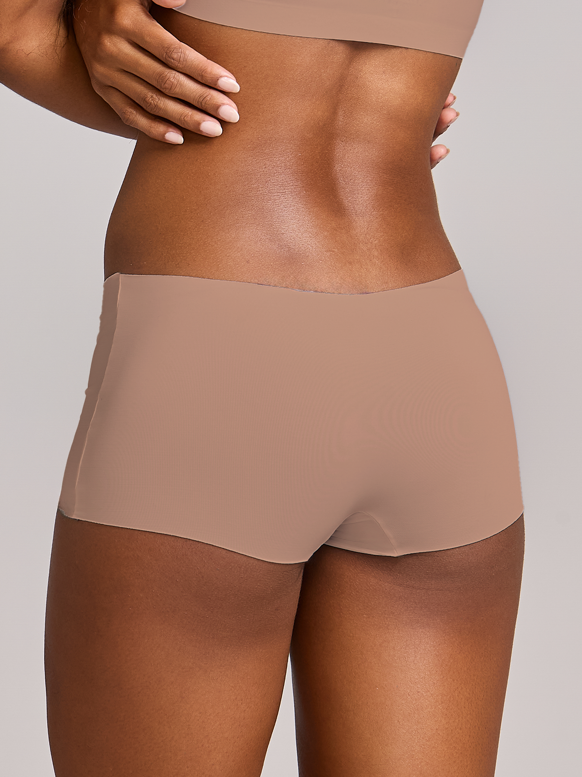 Calcinha Boxer Boyshort Invisível Sem Costura Marrom Cacau