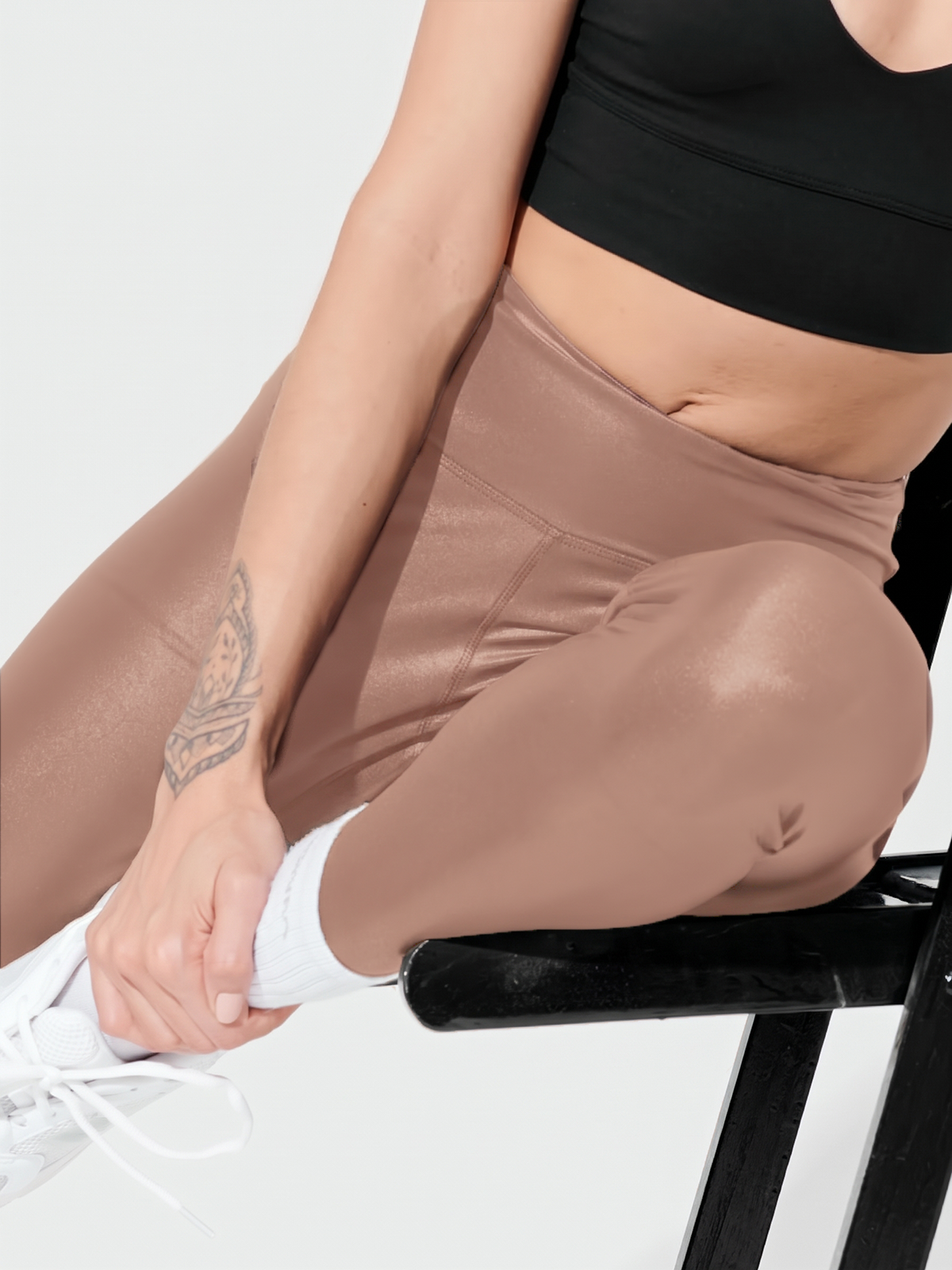 Calça Legging Brilho Cirre Marrom Cacau