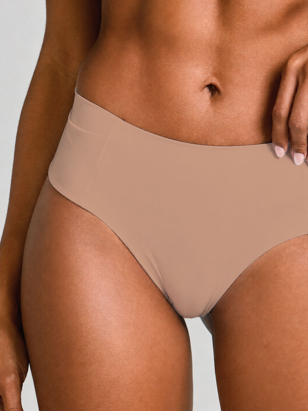 Calcinha Cintura Alta Invisível Com Lateral Ampla Modeladora Marrom Cacau