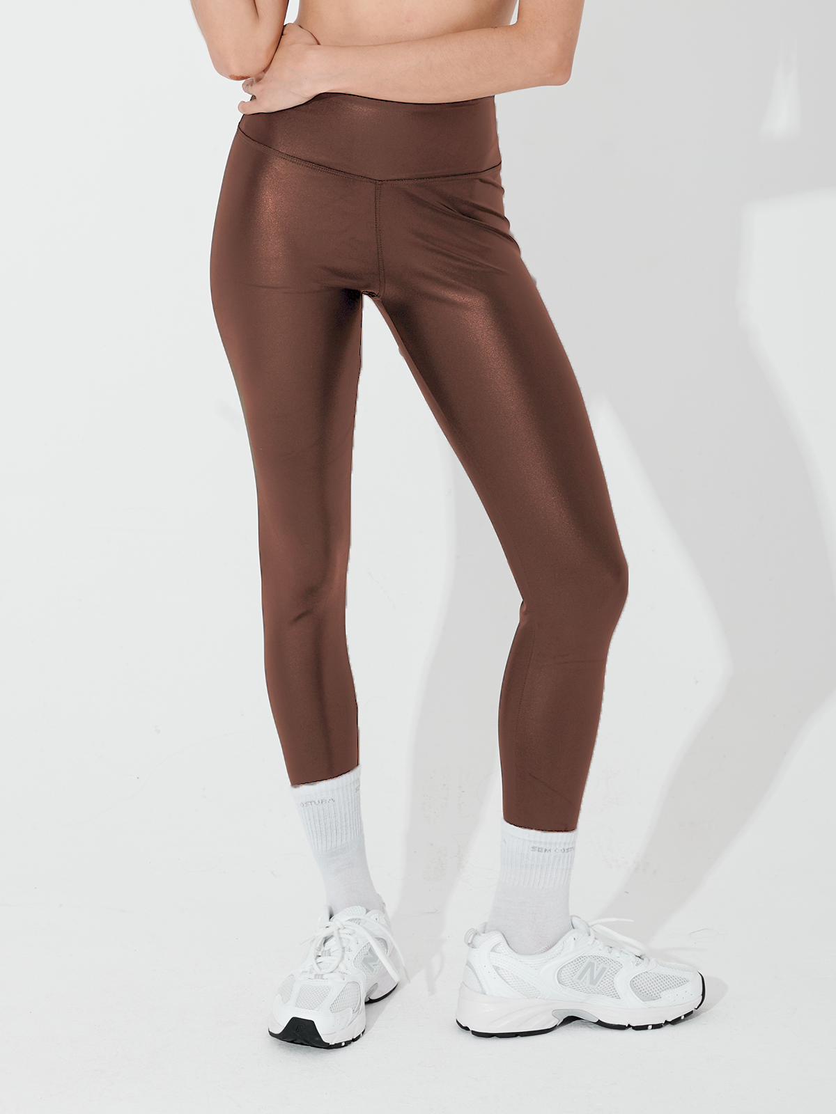 Calça Legging Brilho Cirre Marrom Café