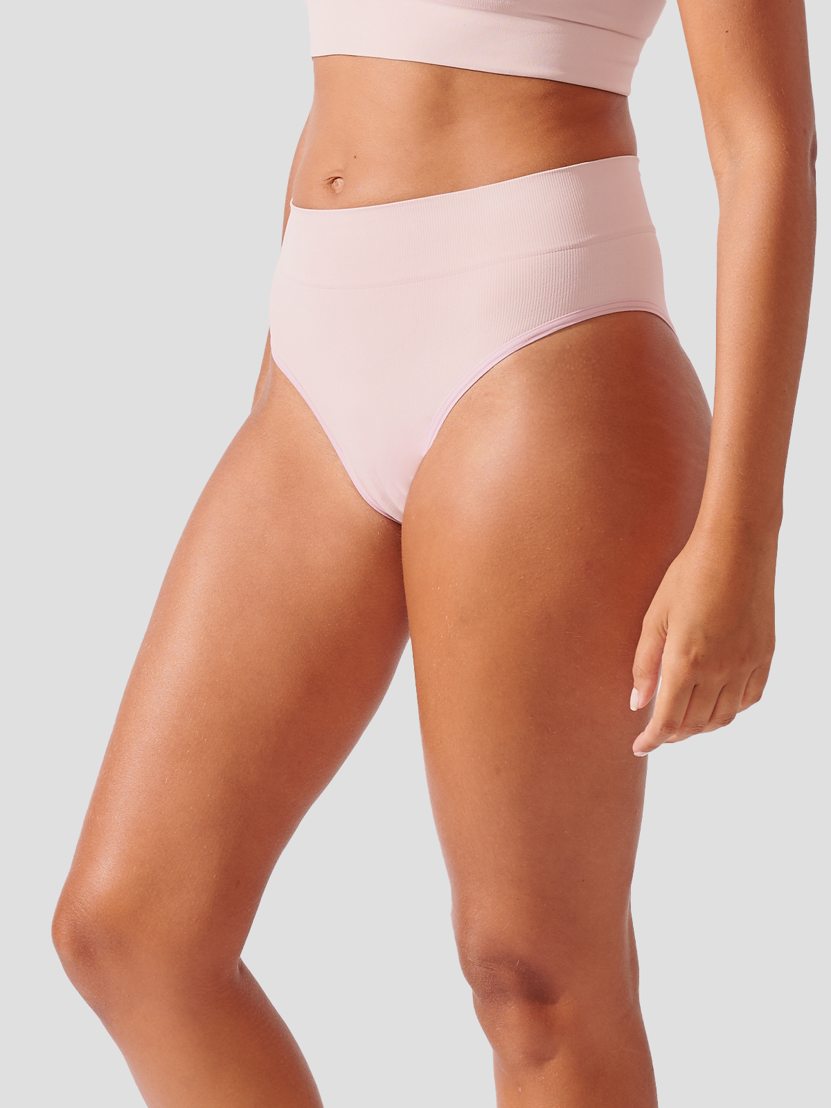 Calcinha Biquíni Cintura Alta Canelado Sem Costura Premium Rose