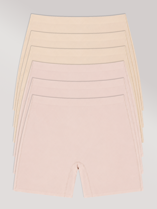 Kit com 6 Calcinhas Shorts Sem Costura Segunda Pele (3 Bege e 3 Rose) - R$63,90 Cada