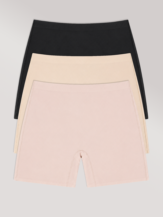 Kit com 3 Calcinhas Shorts Sem Costura Segunda Pele (1 Preto, 1 Bege e 1 Rose) - R$71,90 Cada