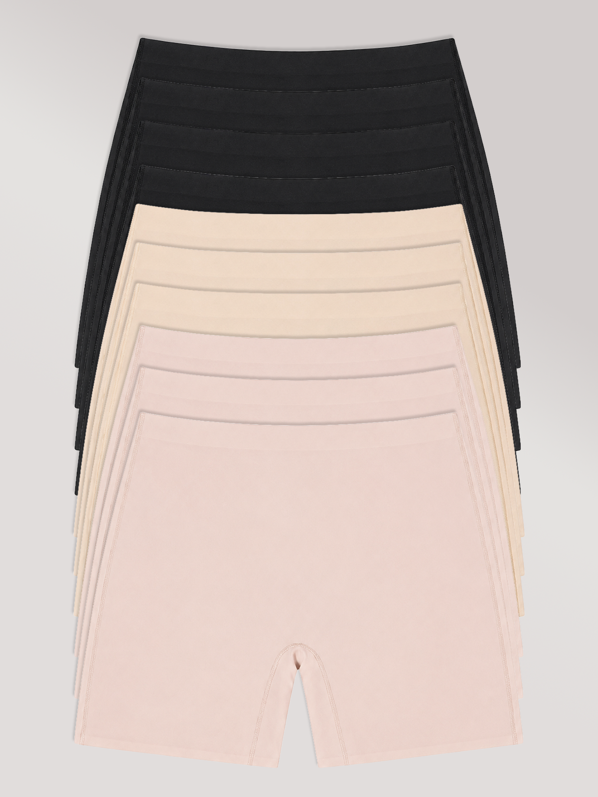 Kit com 10 Calcinhas Shorts Sem Costura Segunda Pele (4 Preto, 3 Bege e 3 Rose) - R$59,90 Cada