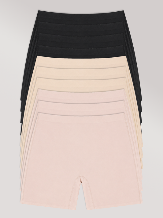 Kit com 10 Calcinhas Shorts Sem Costura Segunda Pele (4 Preto, 3 Bege e 3 Rose) - R$59,90 Cada
