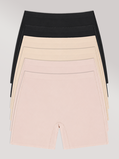 Kit com 6 Calcinhas Shorts Sem Costura Segunda Pele (2 Preto, 2 Bege e 2 Rose) - R$63,90 Cada