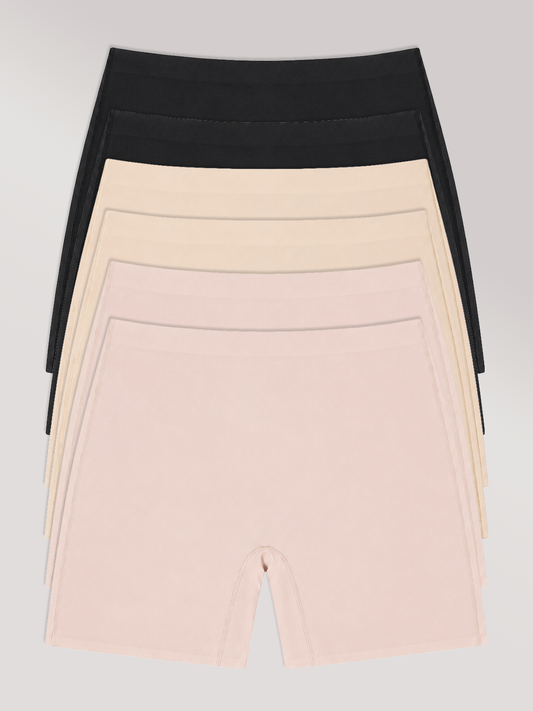 Kit com 6 Calcinhas Shorts Sem Costura Segunda Pele (2 Preto, 2 Bege e 2 Rose) - R$63,90 Cada