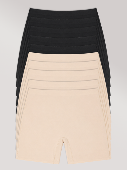Kit com 10 Calcinhas Shorts Sem Costura Segunda Pele (5 Preto e 5 Bege) - R$59,90 Cada