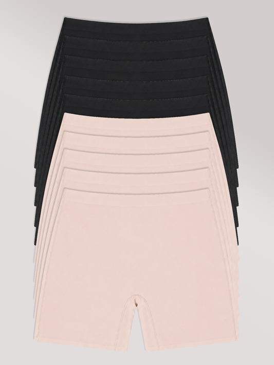 Kit com 10 Calcinhas Shorts Sem Costura Segunda Pele (5 Preto e 5 Rose) - R$59,90 Cada
